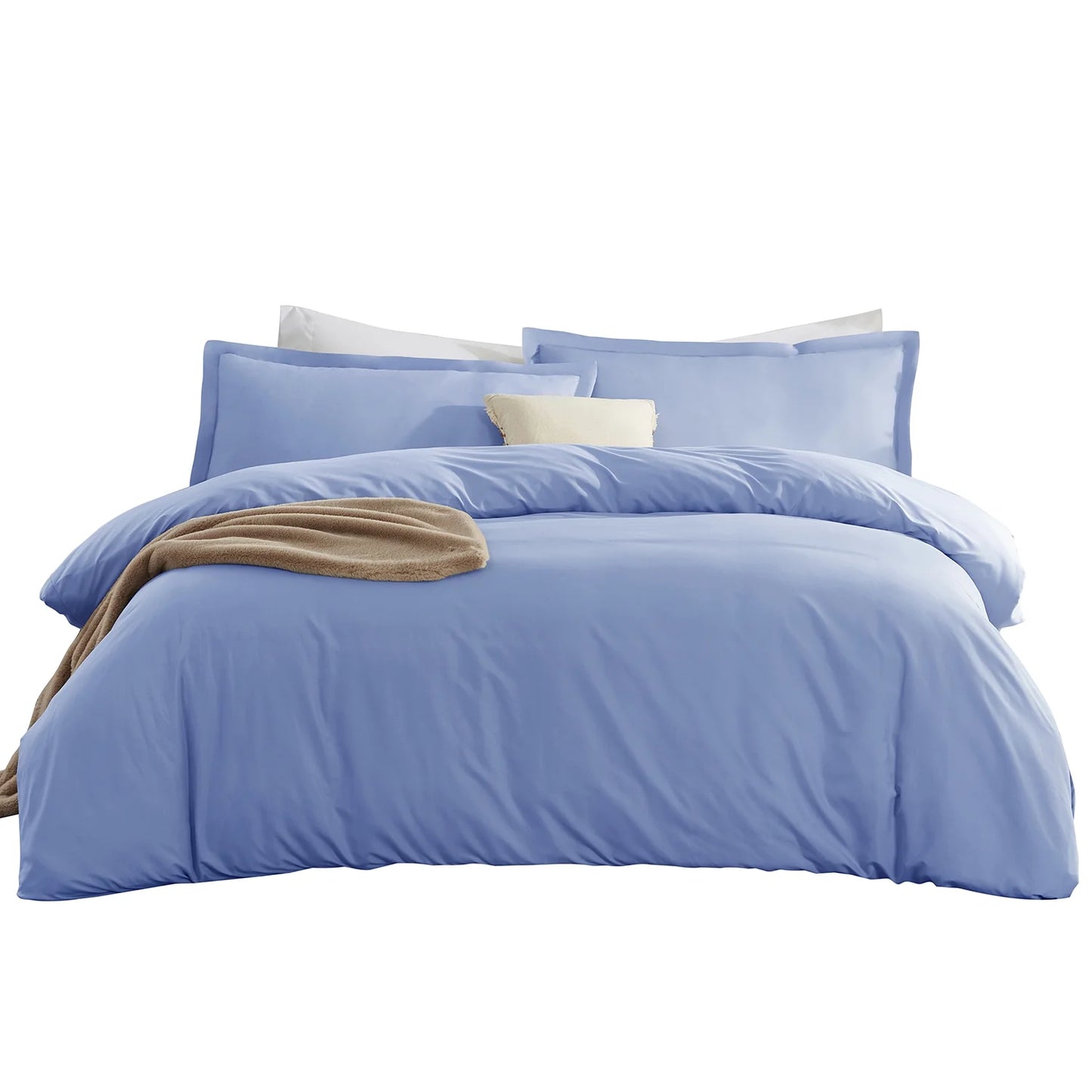 3Pc Duvet Cover Set, Luxury Microfiber Bedding Set Queen with Pillow Shams, White