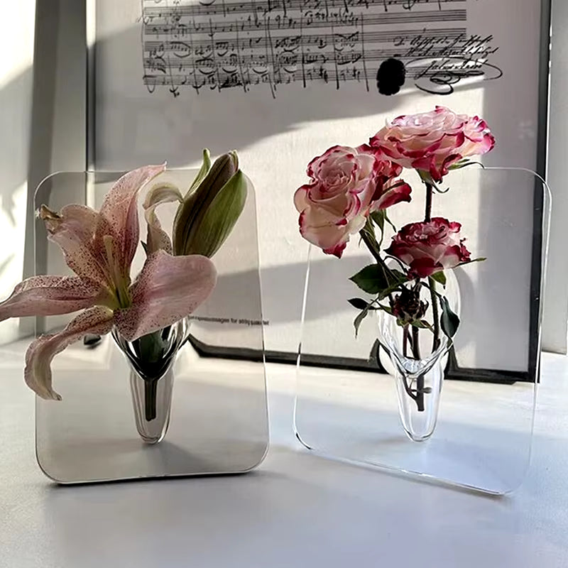 Vases Picture Frame Flower Vase Transparent Creative Art Home Bedroom Living Room Decoration Office Tabletop Ornaments