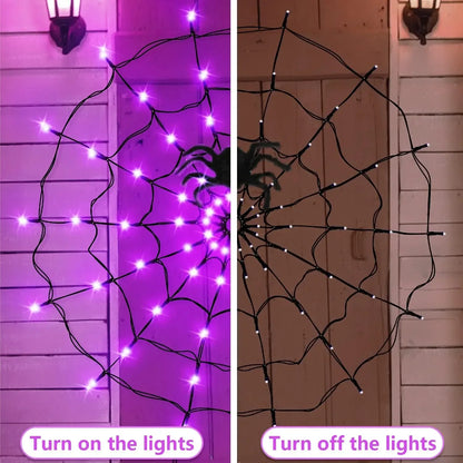 Halloween Glowing Spider Web Halloween Decoration Lights Spider Web Lights Halloween Decoration Outdoor Indoor Halloween Decor